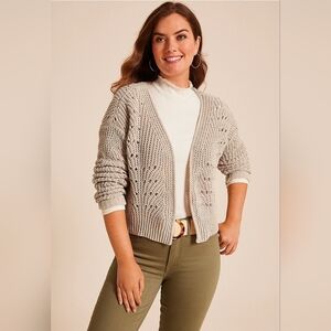 Maurices XL Cropped Chenille Cardigan Sweater Beige Cottagecore
